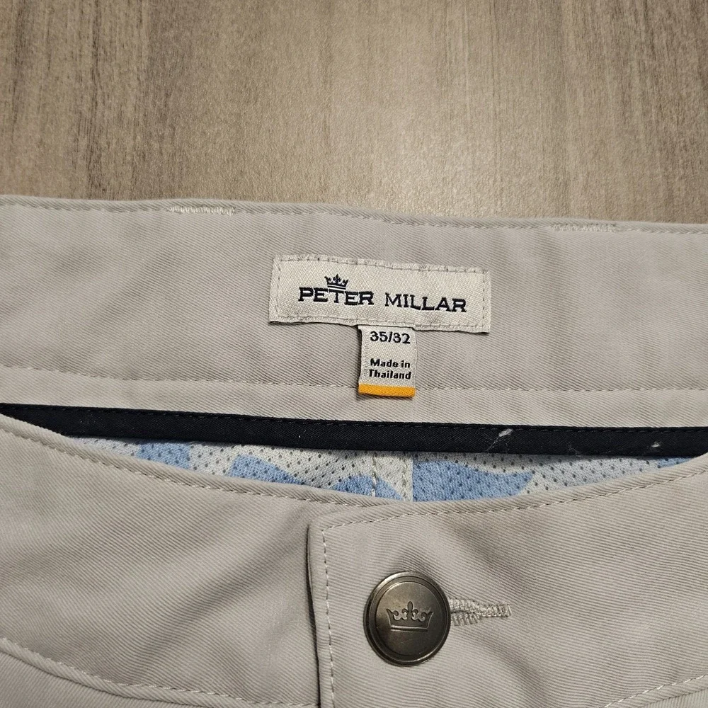 Peter Millar‎ EB66 Pants Mens 35x26 Gray Performance Stretch Tag 35x32 HEMMED